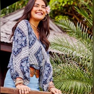 Altar’d State Camella Boho Paisley Surplice Top